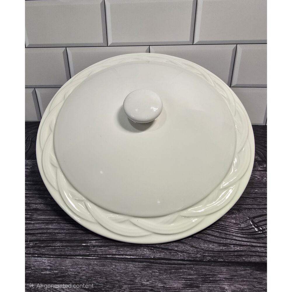 Pfaltzgraff Acadia White 9.5" Replacement Lid Only - Fits 2.5 Qt Casserole EUC